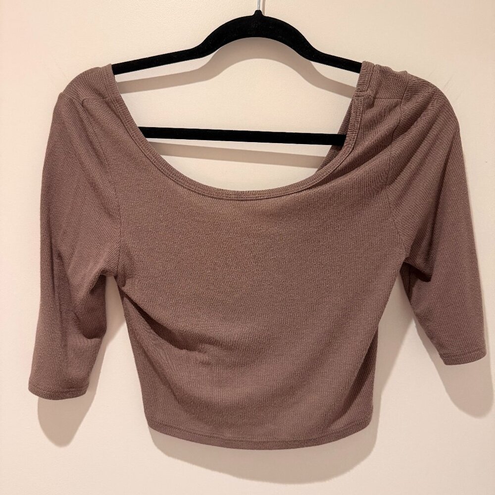 Project Social T Ribbed Scoop Neck Crop Top | Urban Outfitters | Mauve | S Fit